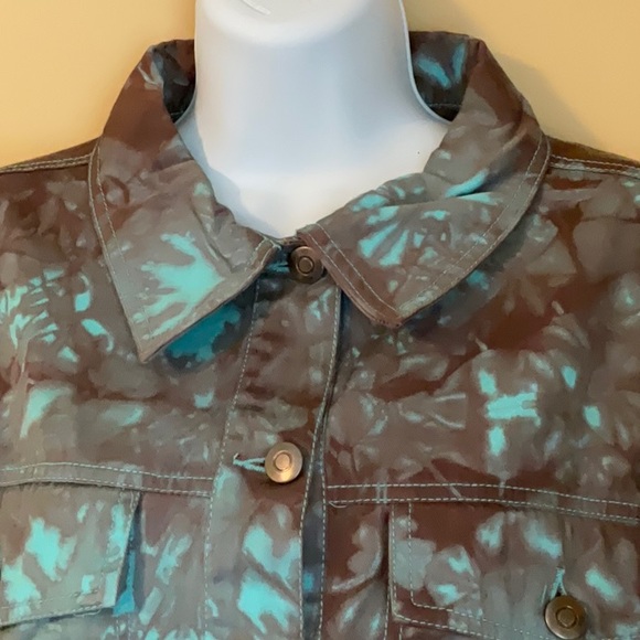 Size L Turquoise and Brown Tie Dye Jacket - Picture 2 of 9